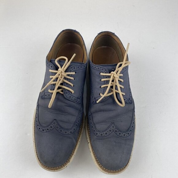 Cole Haan Lunargrand Suede Wingtip Oxford Shoes Blue Gray Men’s Size 9 Used - Picture 3 of 15